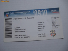 + Bilet peluza II meci Steaua - U Craiova din 16.05.2010 + foto