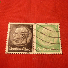 Pereche Uzuale Hindemburg 1+5 Pf. Germania naz. stamp.