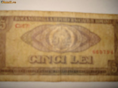 BANCNOTA 5 LEI 1966 foto