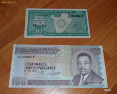 Lot 2 bancnote Burundi 10 si 100 franci UNC necirculate foto