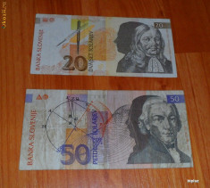 Lot 2 bancnote Slovenia 20 si 50 tolarjev RAR foto