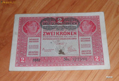 Bancnota Austro-ungaria 2 coroane 2 kronen RAR foto