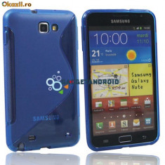 Husa albastra Samsung Galaxy Note i9220 + folie ecran + expediere gratuita