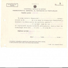 218 Document vechi -1937 -Ministerul Aerului si marinei-Inspectoratul General al Navigatiei si Porturilor -Capitania Portului Gura-Prut