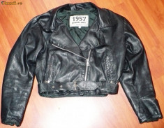 Jacheta / geaca piele,neagra, vintage, 1957 Legendary Jacket, scurta, marimea M - MODEL IN TREND!!!! foto