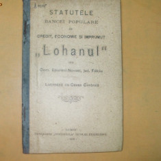 Statutele bancei de credit ,,Lohanul" Epureni - Novaci Falciu Giurgiu 1906