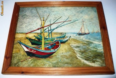 Tablou / fotografie dupa pictura Boats at Les Saintes-Maries semnata de Van Gogh foto