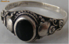 Inel vechi din argint cu piatra onyx (8) - de colectie foto