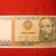 Bancnota 1000 Intis PERU 1988 , cal.NC