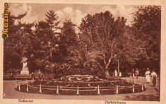 Ok-1152- Romania, Bucuresti, c.p. scrisa necirc. 1919: Vedere din parc, animat foto