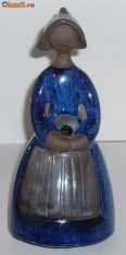 Statueta ceramica &amp;quot;Florareasa&amp;quot; (flower girl) - hand made - semnata Elsi Bourelius - Jie Gantofta - Suedia foto