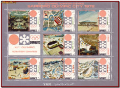 YAR Yemen 1970 - Olimpiada Sapporo, sport, harti, minicoala dantelata + vignete foto