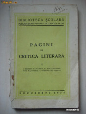 PAGINI DE CRITICA LITERARA {1934}