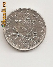 Moneda Franta 1/2 Francs 1968 foto