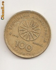 Moneda grecia 100 drahme 1992 foto