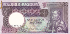 Bancnota Angola 500 Escudos 1973 - P107 UNC foto