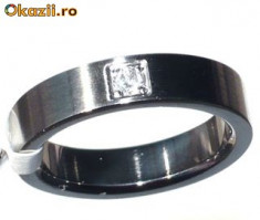 Stainless Steel/ Inox Designer Inspired Cubic Zirconia Ring - Marime US 6 foto