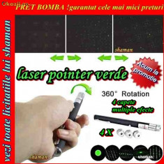 Laser Pointer Verde 300mW Reali 4 Capete Proiectii Astrale Deosebite Min 3000m Cluburi Prezentari Discoteca foto