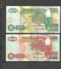 ZAMBIA 2008 - BANCNOTELE DE 20 SI 50 KWACHA - UNC foto