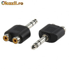 Adaptor jack 6,3mm la 2 RCA mama foto