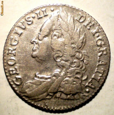 G.325 MAREA BRITANIE ANGLIA GEORGE II 6 SIX PENCE 1757 ARGINT foto