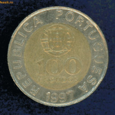 PORTUGALIA-MONEDA 100 ESCUDOS-1990-BIMETAL