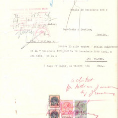 265 Document vechi fiscalizat- William Jancovici, Braila, catre Josefsohn &amp; Zentler, Braila, pentru contrastalii -hartie cu filigran,,ORIGINAL WR