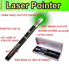 LASER POINTER VERDE 100 MW REALI RAZA FOARTE PUTERNICA VIZIBILA LA 3 KM CAP STELAR CARE PRIN ROTIRE OFERA IMAGINI PANORAMA 3D PRET MIN CALITATE MAX foto