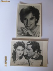 2 FOTOGRAFIE DE COLECTIE DIN ANII 50 CU ACTORII DIN PE ARIPILE VANTULUI