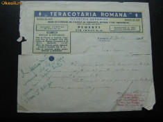 DOCUMENT - TERACOTARIA ROMANA - PLOIESTI 1935 ( NR 654 ) foto