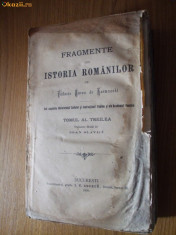 FRAGMENTE DIN ISTORIA ROMANILOR DE EUDOXIU BARON DE HURMUZAKI tom 3,1900, 662p. foto