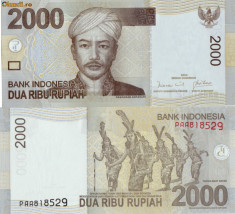 BACNOTA INDONEZIA 2009 2000 RUPIAH UNC foto