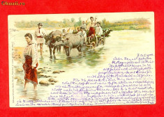 CP-16=ROMANIA Carte postal color LITHO circulata 1900 de la Iasi la Leipzig foto