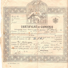 277 Document vechi-17oct1937 - Certificat de cununie -Biserica Sf.Gheorghe, din comuna Mihai Bravu, plasa Viziru, judetul Braila