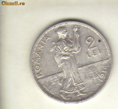 bnk mnd romania 2 lei 1914 , argint , bruxelles foto