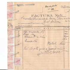 297 Document vechi fiscalizat-28dec1946-Factura nr.54 -Scoala Primara comuna Perisoru(Ianca), jud.Braila-a fost indosariat prin coasere