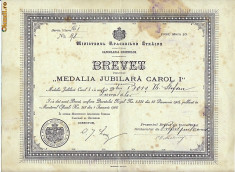 Brevet 1906,MEDALIA JUBILIARA CAROL I. foto