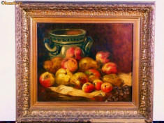 Natura moarta cu fructe - Julie Grimaud - Ulei pe panza - 46x38 cm foto