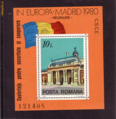 Romania L1018 CSCE-Reuniunea de la Madrid 1980-colita dantelata foto