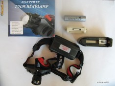 Lanterna de cap / Frontala Led Cree Profesionala + Acumulator 18650 ULTRAFIRE + Charger casa foto