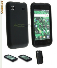 husa protectie neagra samsung galaxy s plus i9000 gel silicon case cover + 2 x folie ecran foto