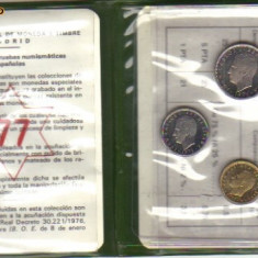 bnk mnd Spania set 3 monede necirculate ,in folder original - 1977