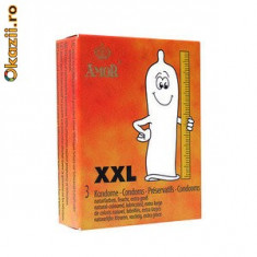 Prezervative AMOR XXL set 3 bucati, prezervative pentru cei mai dotati barbati, ideale pentru relatii de sex oral, normal sau anal foto