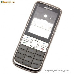 Carcasa rama fata geam sticla mijloc tastatura taste corp sasiu capac spate baterie acumulator Nokia C5-00 Originala foto