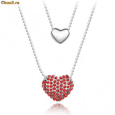 Lantisor Double Hearts Swarovski foto