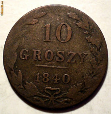 E.132 POLONIA 10 GROSZY 1840 ARGINT foto