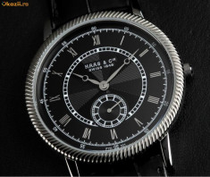 Numai pt. luna decembrie : Ceas de Lux HAAS et CIE extraplat Bordeaux Black , macanism SWISS MADE foto