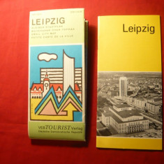 Harta si Ghid Turistic - Leipzig 1977 harta =46x75cm