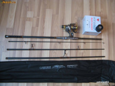 Set 5 Lansete Carbon 100 % Oxygen 3, 60 Metri Din 4 Bucati + 5 Mulinete Baitrunner 6 Rulmenti foto