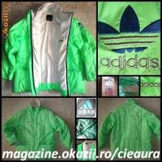 GEACA MATLASATA PUFOAICA de IARNA DAMA firma ADIDAS FAS VERDE NEON FOSFORESCENT CAPTUSEALA POLAR ALB GECI SCURTE FEMEI foto